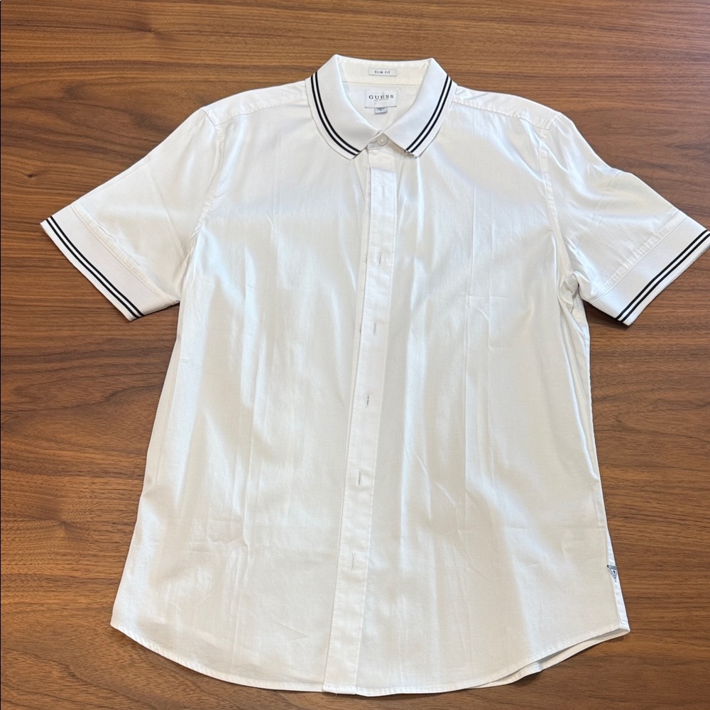Guess White Short Sleeve Shirt with Black Trim